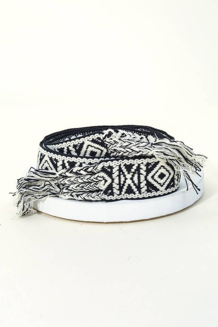 NEW ANARCHY STREET women's boho pattern embroidered braided belt in black